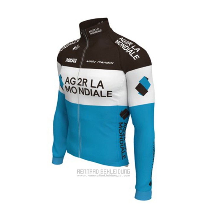 2019 Fahrradbekleidung Ag2r La Mondiale Shwarz Wei Blau Trikot Langarm und Tragerhose